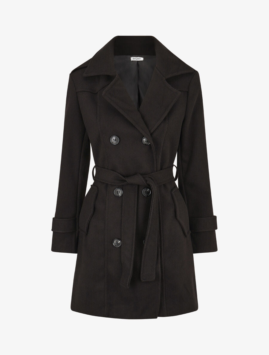 Manteau long uni boutonné - Noir - 4
