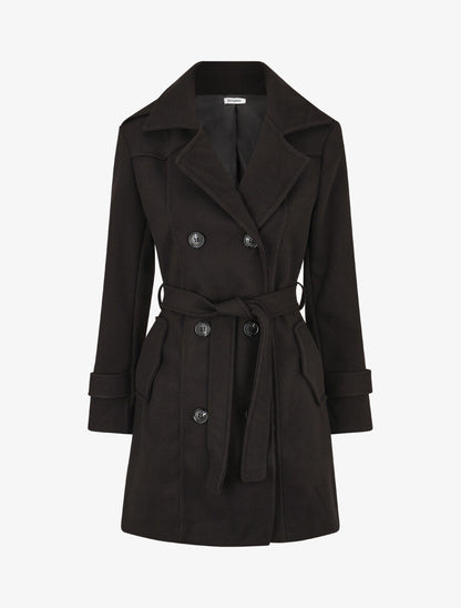 Manteau long uni boutonné - Noir - 4