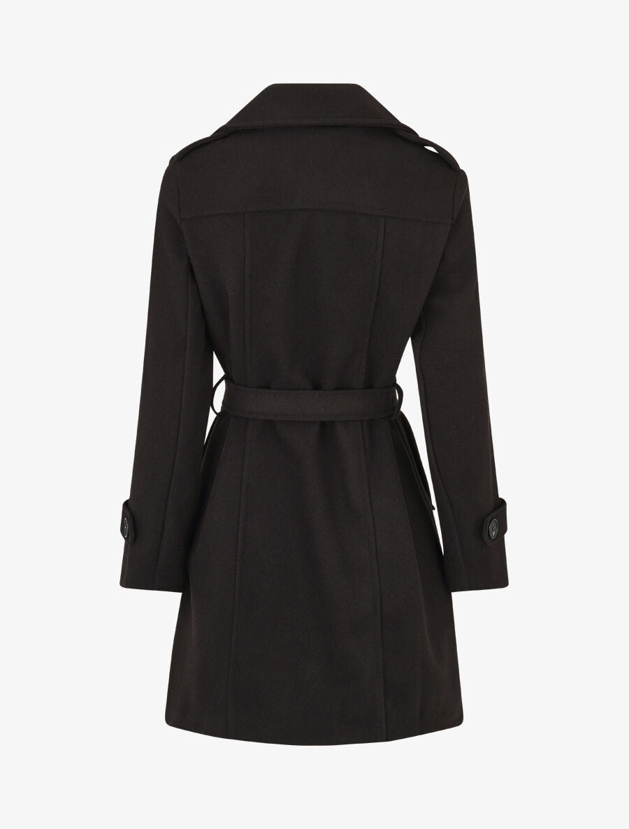 Manteau long uni boutonné - Noir - 2