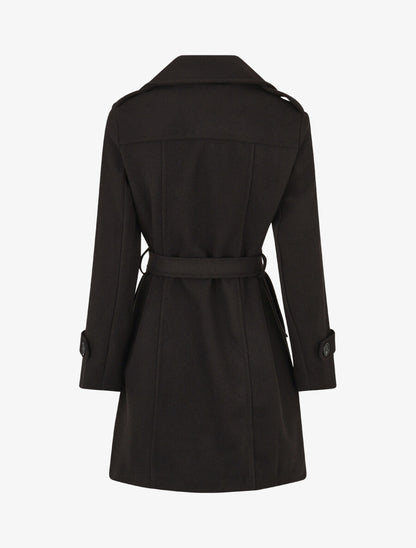 Manteau long uni boutonné - Noir - 2