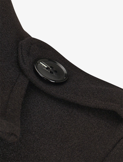 Manteau long uni boutonné - Noir - 3