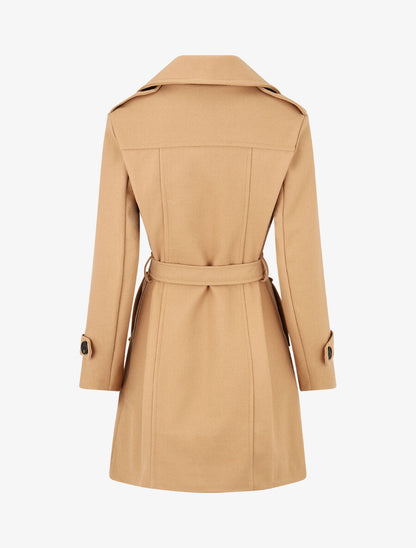 Manteau long uni boutonné - Camel - 2