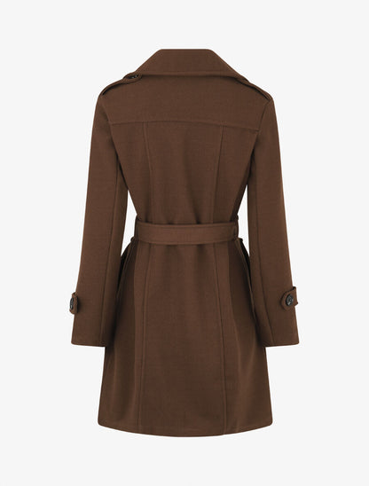 Manteau long uni boutonné - Chocolat - 2