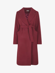 Manteau long uni ceinturé - Bordeaux - 4