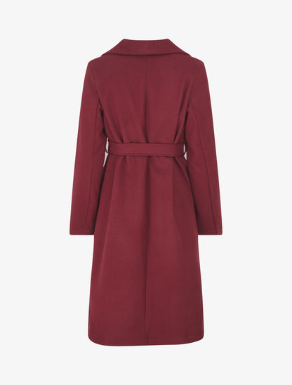 Manteau long uni ceinturé - Bordeaux - 2