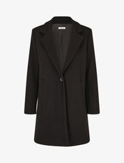 Manteau strié à col cranté - Noir - 1