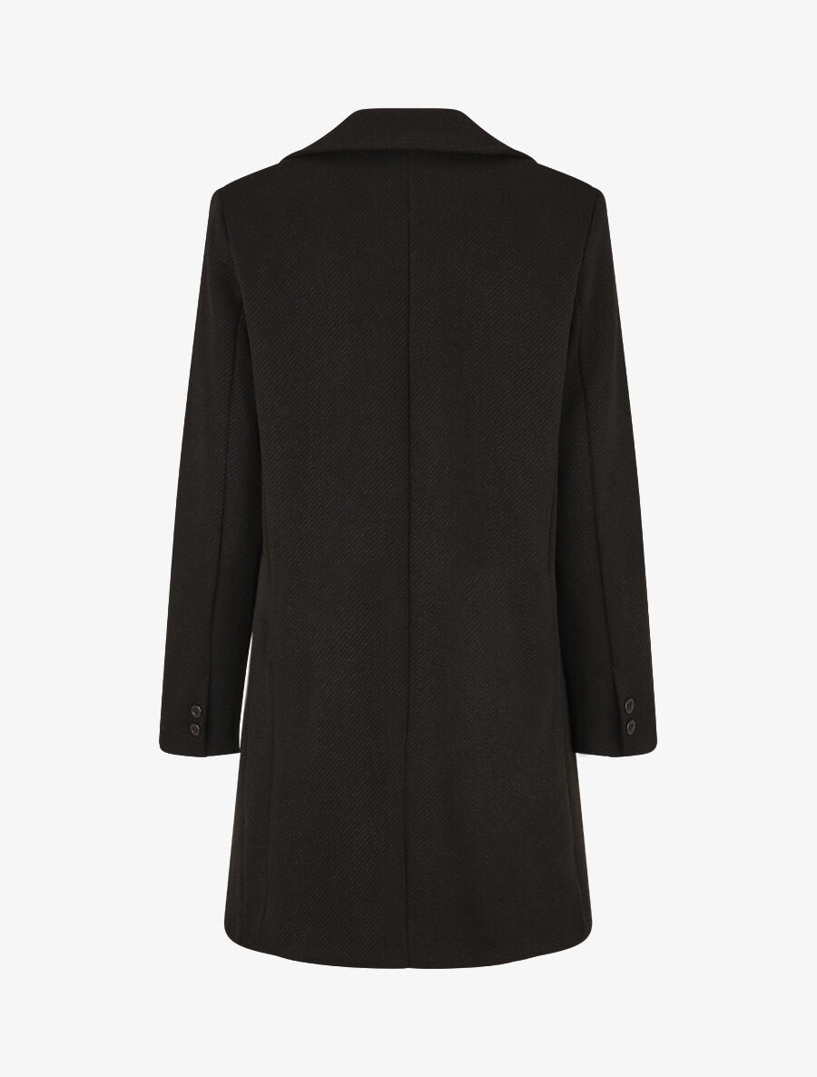 Manteau strié à col cranté - Noir - 2
