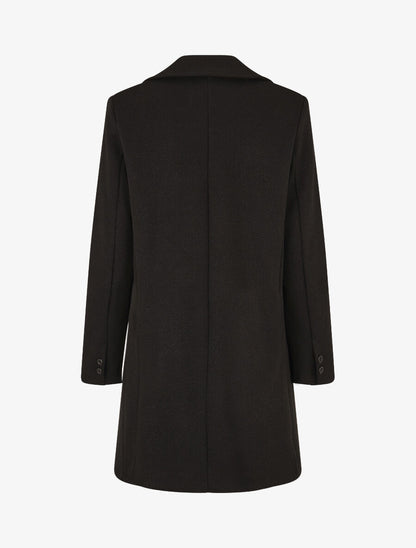 Manteau strié à col cranté - Noir - 2