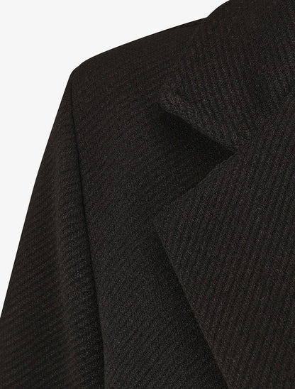 Manteau strié à col cranté - Noir - 3