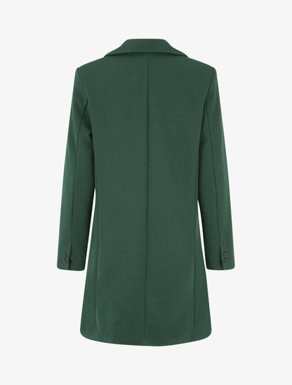 Manteau strié à col cranté - Vert sapin - 2