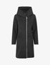 Manteau long uni à capuche - Noir - 1