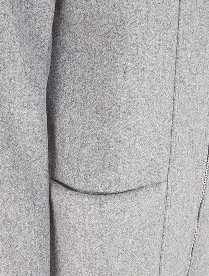 Manteau long uni à capuche - Gris - 3