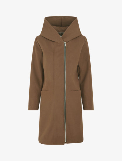 Manteau long uni à capuche - Marron - 4