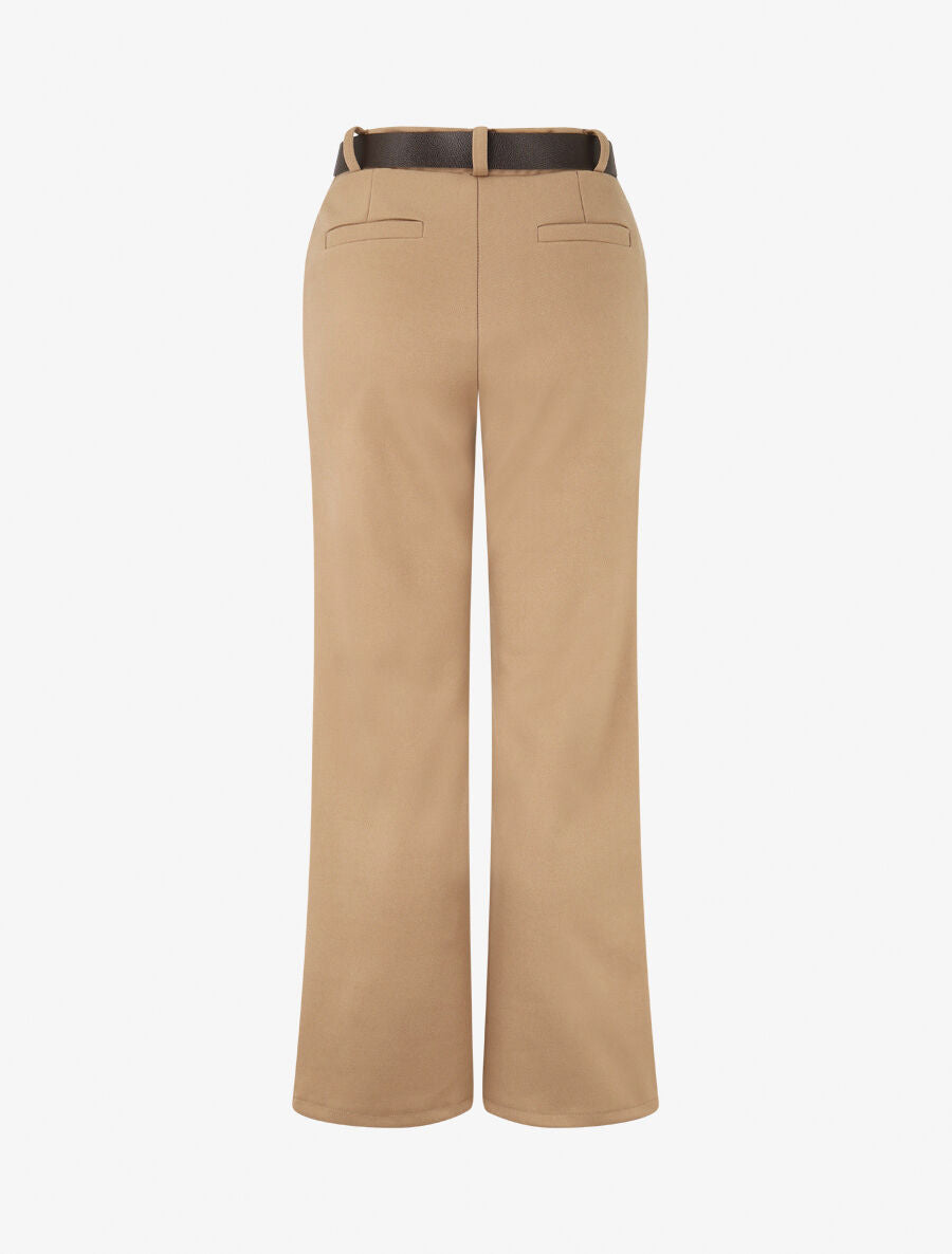 Pantalon épais uni coupe droite - Taupe - 2