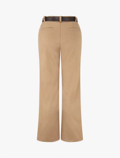 Pantalon épais uni coupe droite - Taupe - 2