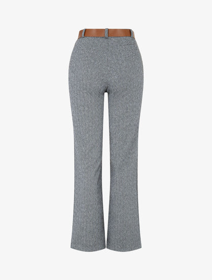 Pantalon droit à imprimé chevron - Gris - 2