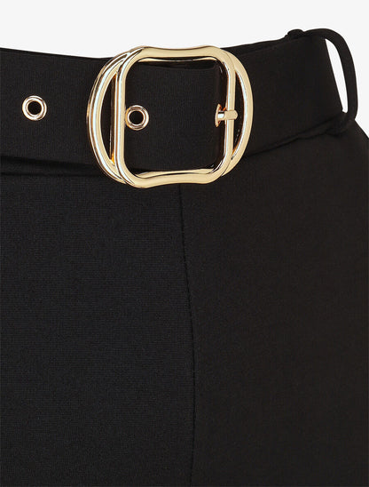 Pantalon long uni ceinturé - Noir - 3