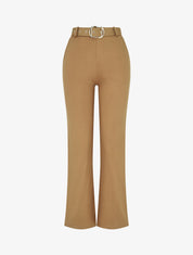 Pantalon long uni ceinturé - Camel - 1