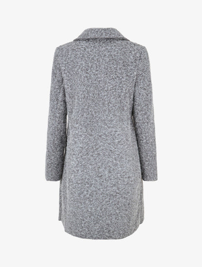 Manteau long uni duveteux - Gris - 2