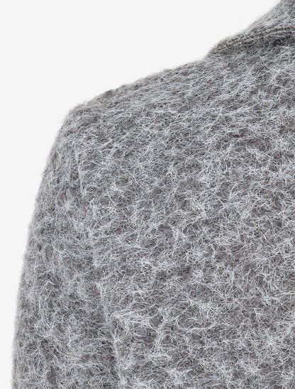 Manteau long uni duveteux - Gris - 3