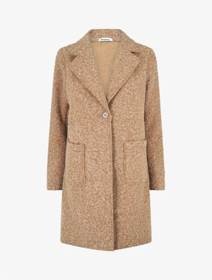 Manteau long uni duveteux - Camel - 4