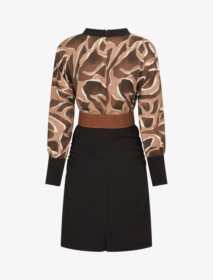 Robe moulante à buste imprimé graphique - Marron - 2