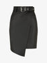 Jupe courte asymétrique en simili - Noir - 1