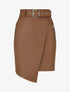 Jupe courte asymétrique en simili - Marron - 4