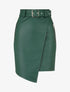 Jupe courte asymétrique en simili - Vert sapin - 1