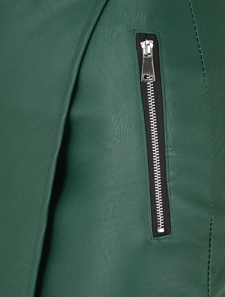 Jupe courte asymétrique en simili - Vert sapin - 3