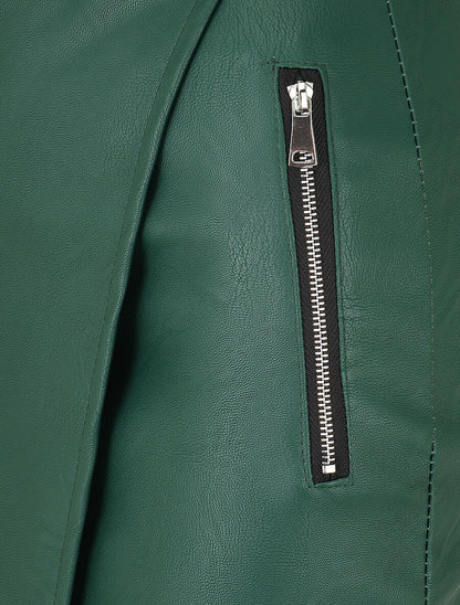 Jupe courte asymétrique en simili - Vert sapin - 3