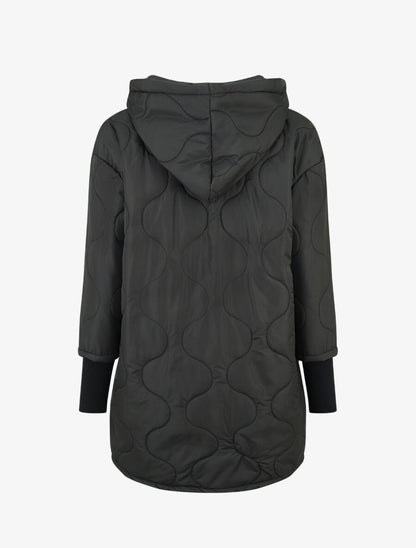 Manteau matelassé asymétrique à capuche - Noir - 2