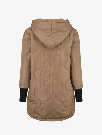 Manteau matelassé asymétrique à capuche - Marron glacé - 2