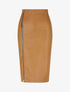 Jupe mi-longue zippée en simili - Camel - 1
