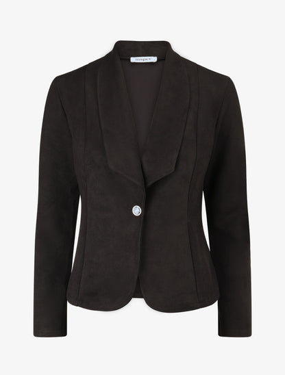 Veste en suédine col tailleur - Noir - 1