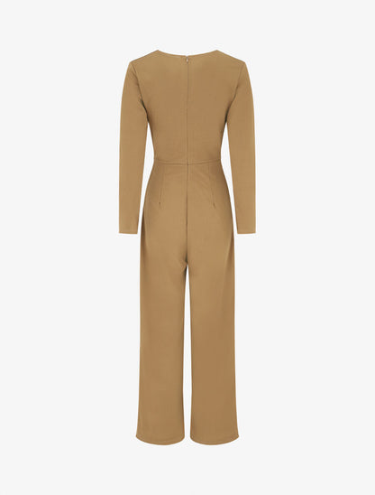 Combinaison unie à manches longues - Camel - 2
