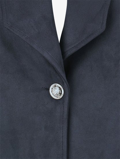 Veste en suédine col tailleur - Marine - 3