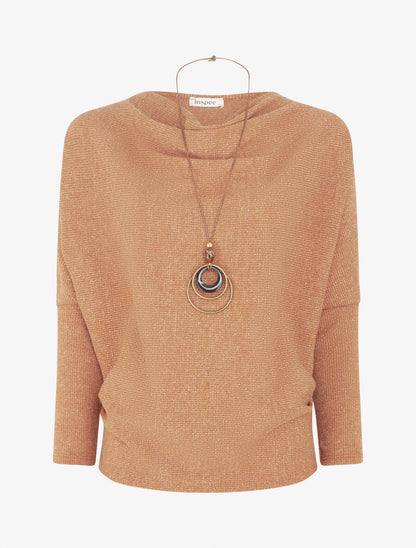 Pull côtelé et irisé - Camel - 5