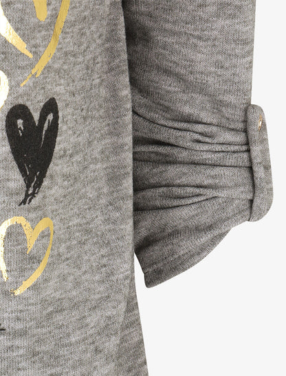Pull fin à manches longues retroussables - Gris chiné - 3