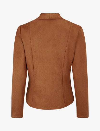 Veste en suédine col tailleur - Camel - 2