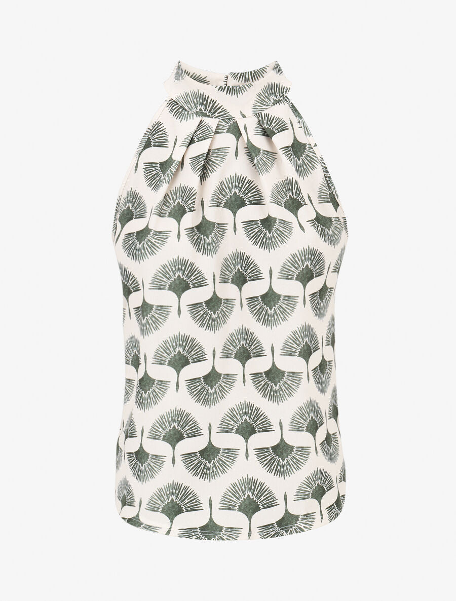 Top sans manches imprimé dandelion - Vert olive - 1