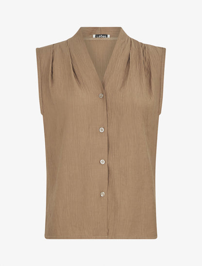 Top texturé sans manches - Camel - 4