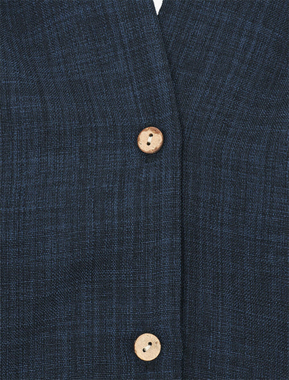 Top uni sans manches boutonné - Marine - 3