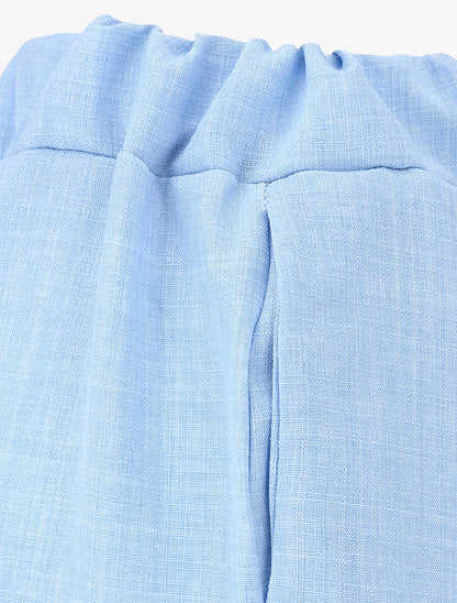 Pantalon uni effet lin - Bleu - 3