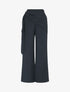 Pantalon droit à pan drapé - Marine - 1
