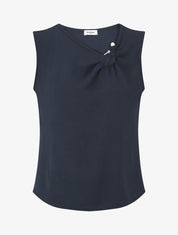 Top sans manches à col asymétrique - Marine - 4