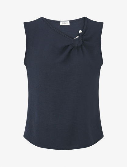 Top sans manches à col asymétrique - Marine - 4