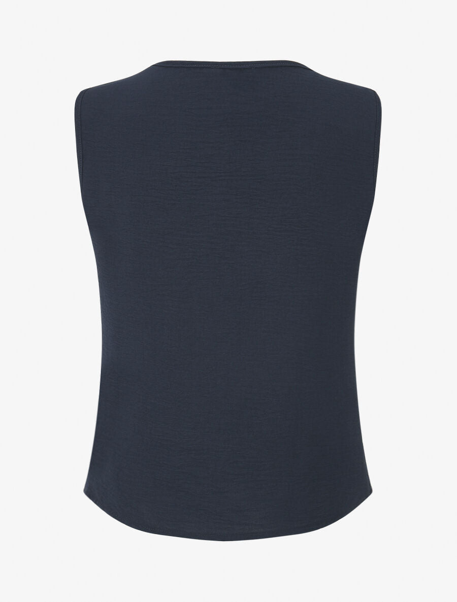 Top sans manches à col asymétrique - Marine - 2