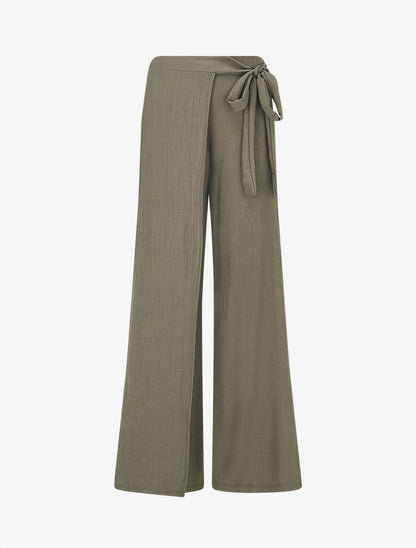 Pantalon texturé à pans - Kaki - 4