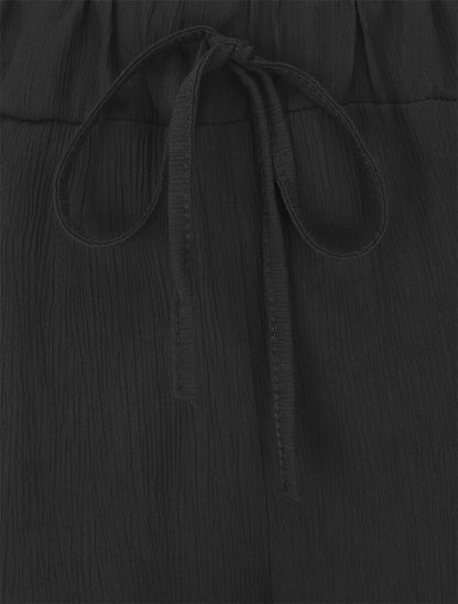 Pantalon fluide élastiqué uni - Noir - 3